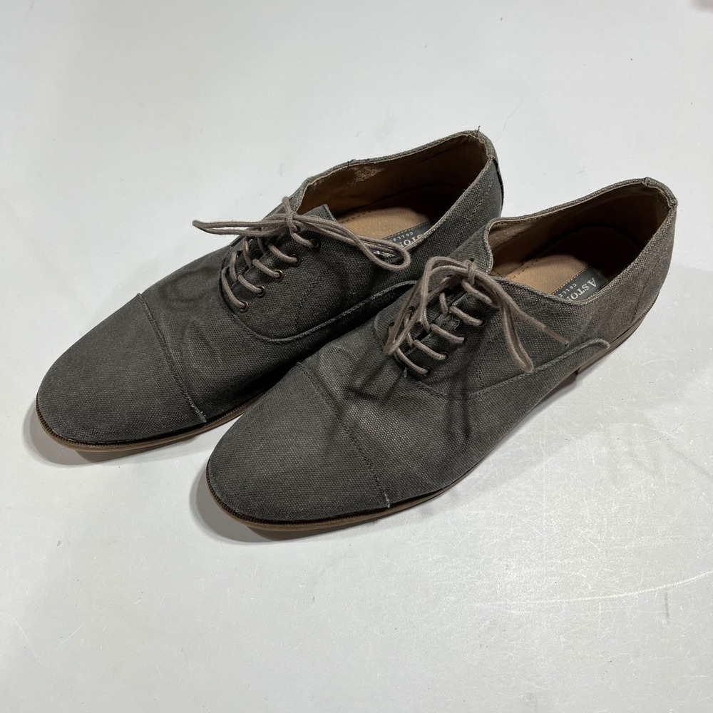 Aston Grey Old Money Office Canvas Cap Toe Oxford Shoes Charcoal Grey Mens 10